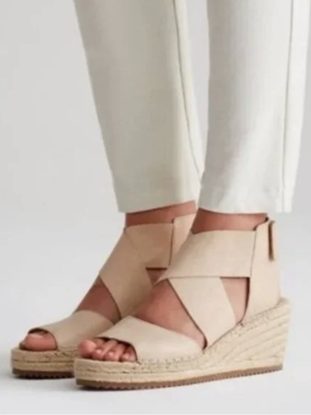 Eileen Fisher Willow Platform Wedge Espadrille Sandal in Nude Size 8